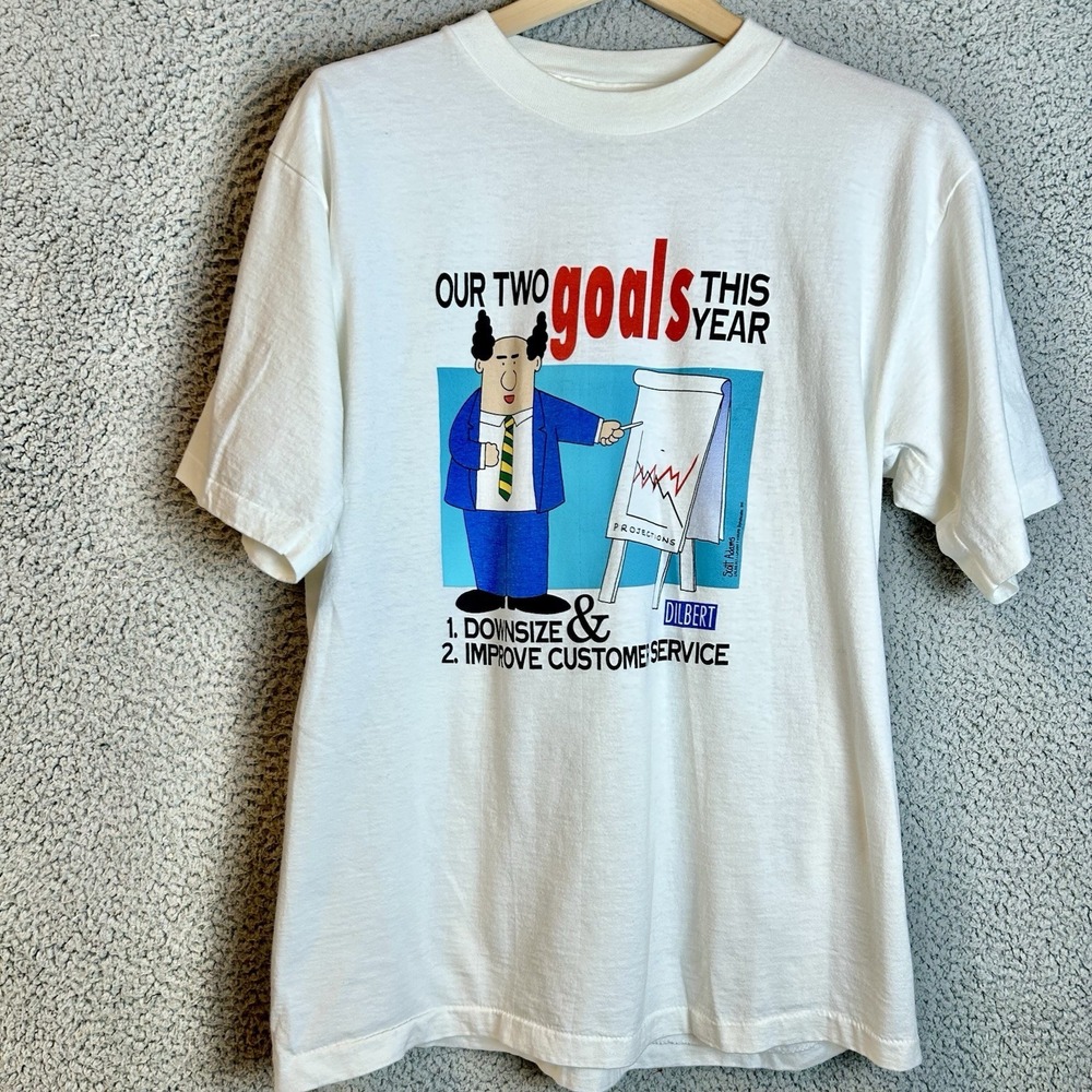 VTG Dilbert Customer Comic T-Shirt Men's Large 90s Scott Adam's Humor Nerdy T